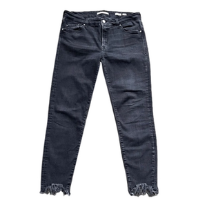 MAVI Adriana Mid Rise Super Skinny Soft Black Ankle Frayed Jeans Size 33